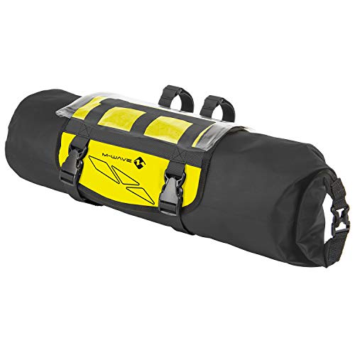 Bolsa para Manillar M-Wave BP Front, Color Negro, Aprox. 59 x 23 cm, Color Amarillo neón, tamaño ca. 59x23 cm