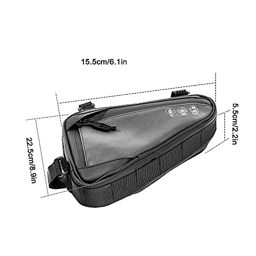 Bolsa Triangular Impermeable, Bolsa Triángulo de Ciclismo, Bolsa Manillar Triangular, Bolsa Marco Triangular Bicicleta, para Efectivo el Teléfono, Deportes al Aire Libre (Negro)