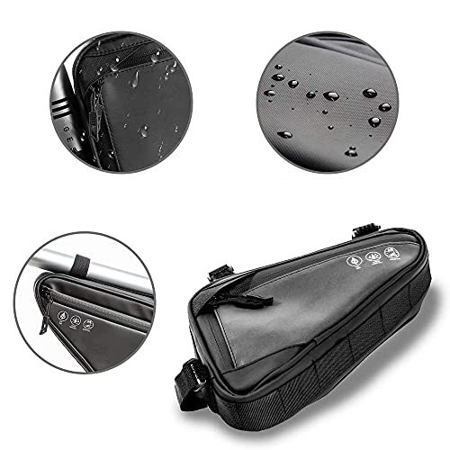 Bolsa Triangular Impermeable, Bolsa Triángulo de Ciclismo, Bolsa Manillar Triangular, Bolsa Marco Triangular Bicicleta, para Efectivo el Teléfono, Deportes al Aire Libre (Negro)