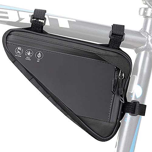 Bolsa Triangular Impermeable, Bolsa Triángulo de Ciclismo, Bolsa Manillar Triangular, Bolsa Marco Triangular Bicicleta, para Efectivo el Teléfono, Deportes al Aire Libre (Negro)