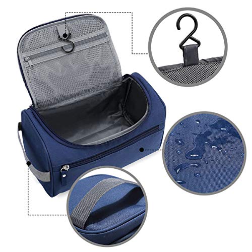 Bolsas de Aseo Neceser de Viaje Mujer Hombre Neceser para Colgar con con el Gancho Colgante Impermeable y Plegable Bolsa de Cosméticos de Baño Multifuncion para Viaje Hogar Vacaciones Gris