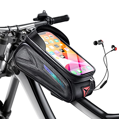 Bolsas de Bicicleta,Kriogor Bolsa Impermeable para Bicicleta con Parasol y Pantalla Táctil,Bolsa para Cuadro Bicicleta Montaña para Smartphones de hasta 5.5-7",para Todos los Tipos de Bicicletas