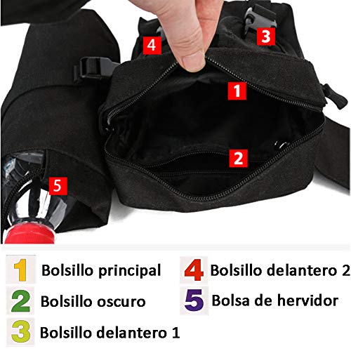 Bolso de Cintura Multiusos, Riñonera Táctica para hombres Cinturon Táctico Unisex Militar Portátil Botella de Agua para Uso al Aire Libre Deportes,Correr, Senderismo,Camping,Bicicleta,Alpinismo(Negro)