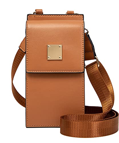 Bolso de Teléfono móvil para Mujer Bolso de Hombro de Cuero Crossbody Bag Correa Ajustable Pequeño Bolso Bandolera con Ranuras para Tarjeta Caqui