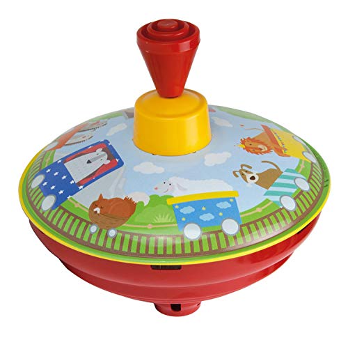 Bolz Brummkreisel Tren 13 cm, Chapa, swungpeonza clásica, con diseño de ferrocarril, peonza con Punta, Juguete para niños a Partir de 18 Meses, Color carbón (SIMM Spielwaren GmbH 52583)