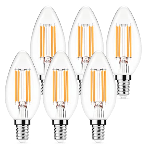 Bombilla LED E14, 6 bombillas LED tipo vela E14, 4W equivalente a 40W, luz cálida 2700K, 450Lm, C35, estilo vintage, no regulable (E14 Bombillas LED)