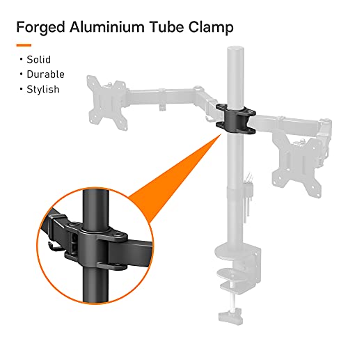 BONTEC Soporte Monitor Doble para Monitor 13-27 Pulgadas LED/LCD, Soporte 2 Monitores Peso Máximo 10KG de Cada Brazo, Giro de 360° y Rotación de 180°, Altura Ajustable, VESA 75/100 mm, Negro