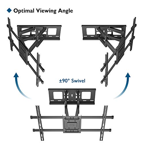 BONTEC Soporte TV Pared de 32-70 Pulgadas Plana & Curva LED LCD, Montaje Giratorio e Inclinable para TV de Movimiento Completo, Resistentes de hasta 60 kg, VESA máx. De 600x400 mm, con Cable HDMI