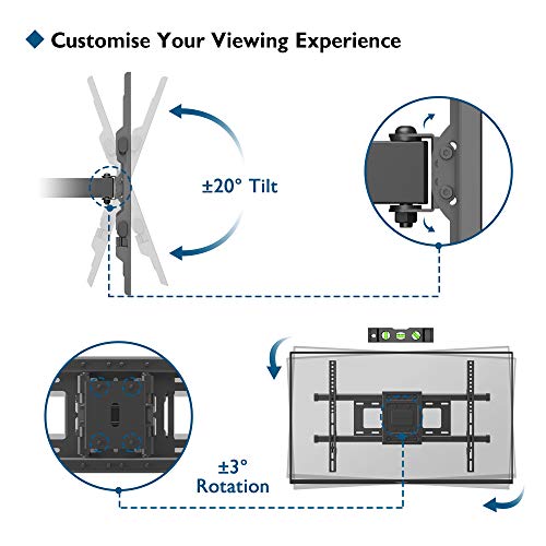 BONTEC Soporte TV Pared de 32-70 Pulgadas Plana & Curva LED LCD, Montaje Giratorio e Inclinable para TV de Movimiento Completo, Resistentes de hasta 60 kg, VESA máx. De 600x400 mm, con Cable HDMI