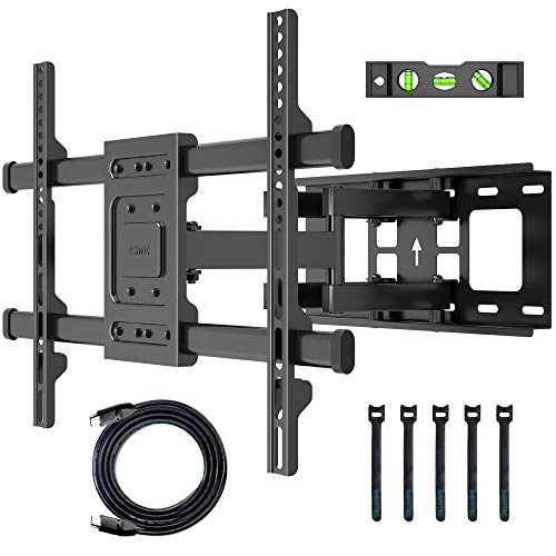 BONTEC Soporte TV Pared de 32-70 Pulgadas Plana & Curva LED LCD, Montaje Giratorio e Inclinable para TV de Movimiento Completo, Resistentes de hasta 60 kg, VESA máx. De 600x400 mm, con Cable HDMI