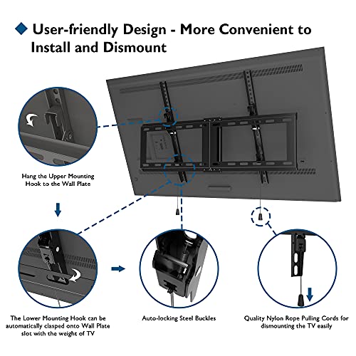 BONTEC Soporte TV Pared de 32-70 Pulgadas Plana & Curva LED LCD, Montaje Giratorio e Inclinable para TV de Movimiento Completo, Resistentes de hasta 60 kg, VESA máx. De 600x400 mm, con Cable HDMI