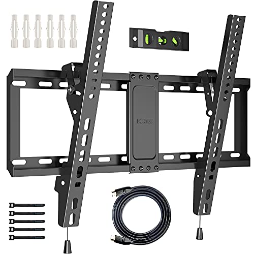 BONTEC Soporte TV Pared de 32-70 Pulgadas Plana & Curva LED LCD, Montaje Giratorio e Inclinable para TV de Movimiento Completo, Resistentes de hasta 60 kg, VESA máx. De 600x400 mm, con Cable HDMI