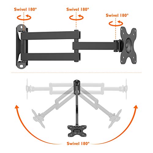 BONTEC Soporte TV Pared El Soporte de Pared para Monitor Y Televisores de LCD/LED/Plasma de 13-30 Pulgadas de hasta 15 kg Puede Inclinarse, Girarse, Extenderse y Rotarse, VESA 75x75mm/100x100mm