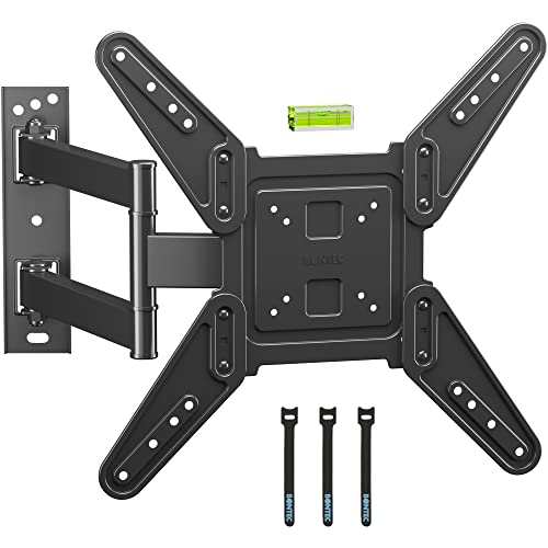 BONTEC Soporte TV Pared para Televisores Planos/Curvos con LED/LCD de 26-55 Pulgadas, Máx VESA 400x400mm, Inclinación/Giro/Rotación, hasta 45kgs,Nivel de Burbuja