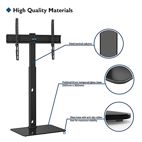 BONTEC Soporte TV Pie Soporte Suelo para Televisores Curvos Planos de Plasma OLED LCD LED de 30-70 Pulgadas, Soporte de TV Alto Ajustable en Altura con Soportes de hasta 40 kg, VESA Máximo 600x400 mm