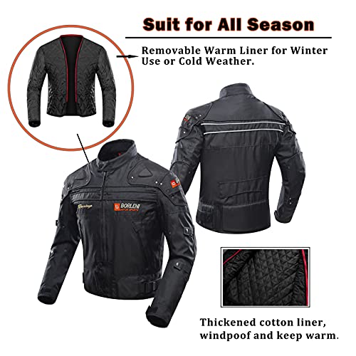 BORLENI Chaqueta de moto a prueba de viento motocicleta armadura de equipo de protección otoño invierno verano para hombre de toda estaciòn