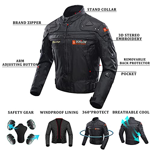 BORLENI Chaqueta de moto a prueba de viento motocicleta armadura de equipo de protección otoño invierno verano para hombre de toda estaciòn