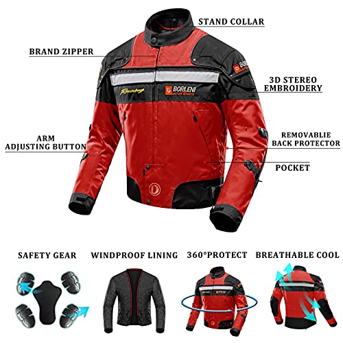 BORLENI Chaqueta de moto a prueba de viento motocicleta armadura de equipo de protección otoño invierno verano para hombre de toda estaciòn XXL