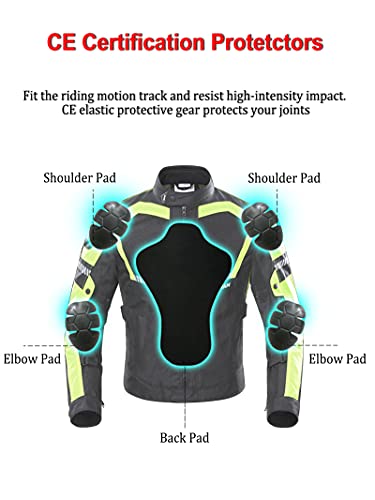 BORLENI Chaqueta de Motocicleta de Moto para Hombre, Respirable, Armadura Protección, reflexión de Alto Brillo, para Verano Primavera otoño L