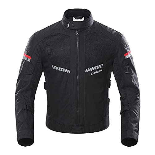 BORLENI Chaqueta de Motocicleta de Moto para Hombre, Respirable, Armadura Protección, reflexión de Alto Brillo, para Verano Primavera otoño XL