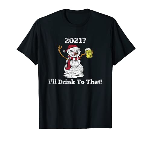 Borracho muñeco de nieve cerveza bebedor Cheers 2021 regalo Snow Man Grunge Camiseta