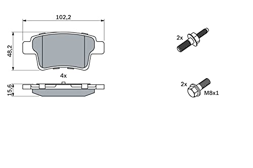 Bosch BP1110 Pastillas de freno, Eje trasero, certificación ECE-R90, 1 juego de 4 pastillas