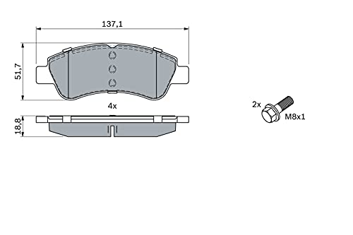 Bosch BP318 Pastillas de freno, Eje delantero, certificación ECE-R90, 1 juego de 4 pastillas