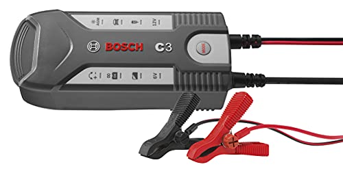 Bosch C3 - cargador de baterías inteligente y automático - 6V/12 V / 3.8 A - para baterías de plomo-ácido, GEL, Start/Stop EFB, Start/Stop AGM para motocicletas y vehículos ligeros