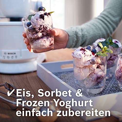 Bosch Hogar MUZ5EB2 Accesorio heladera Compatible con Robots de Cocina MUM5, más de 0.5 l de Helado, 400 W, 0.5 litros, De plástico, Blanco