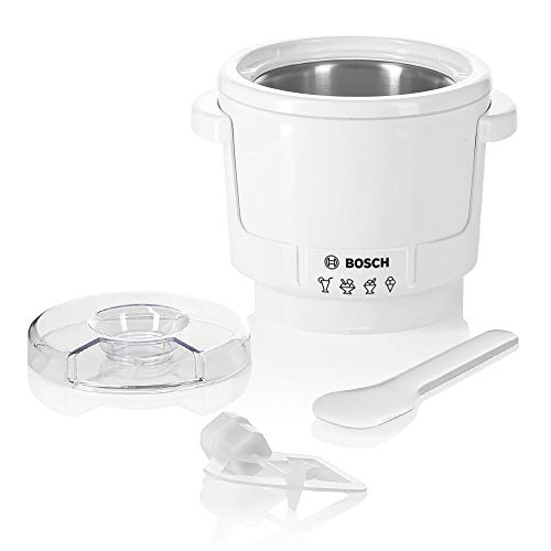 Bosch Hogar MUZ5EB2 Accesorio heladera Compatible con Robots de Cocina MUM5, más de 0.5 l de Helado, 400 W, 0.5 litros, De plástico, Blanco