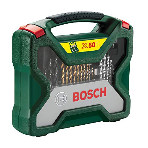 Bosch Maletín X-Line con 50 unidades para taladrar y atornillar (para madera, piedra y metal, accesorios para taladro atornillador)