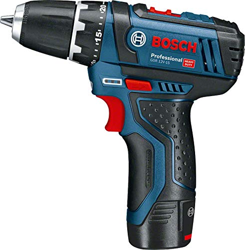 Bosch Professional 12V System Atornillador GSR 12V-15 (incl. 2x2.0 batería + cargador, 39 pcs. juego de accesorios, en bolsa) - Amazon Exclusive Set