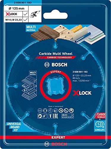 Bosch Professional 1x Disco de corte Expert Carbide Multi Wheel X-LOCK (para Madera dura, Ø 125 mm, accesorios Amoladora pequeña)