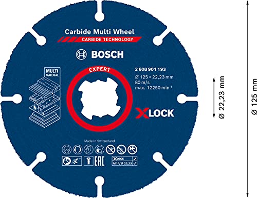 Bosch Professional 1x Disco de corte Expert Carbide Multi Wheel X-LOCK (para Madera dura, Ø 125 mm, accesorios Amoladora pequeña)