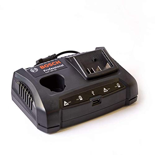 Bosch Professional GAX 18V-30 Cargador Doble para batería de Litio, Puerto USB, 18 V, Negro