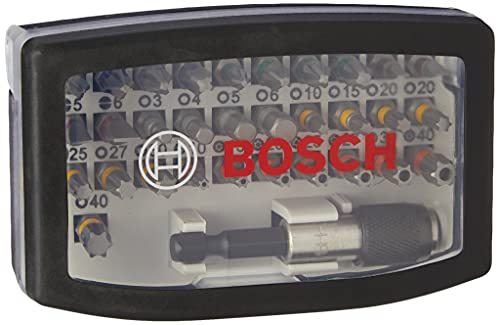 Bosch Professional Set de 32 unidades Punta de atornillar Extra Hard (Cruceta, Pozidriv, T-, Hex-, T-, TH-, S-Bit, Accesorios taladros rotativos y atornilladores)