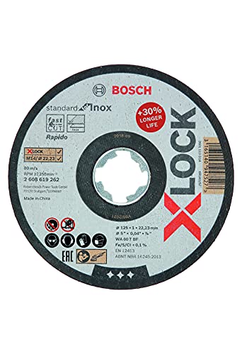 Bosch Professional Standard - Disco de corte recto (para inoxidable, X-LOCK, Ø125 mm, diámetro del orificio: 22,23 mm, grosor:1 mm)