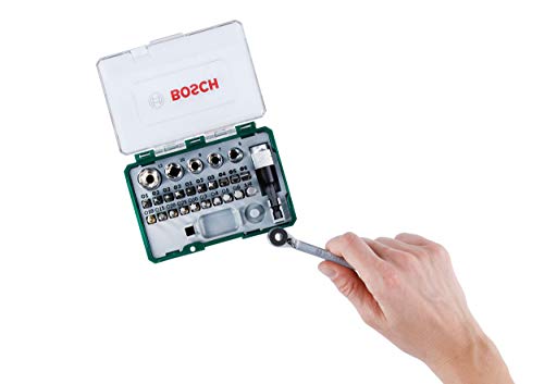Bosch Set de 27 unidades para atornillar y llave de carraca (accesorios para taladro atornillador)