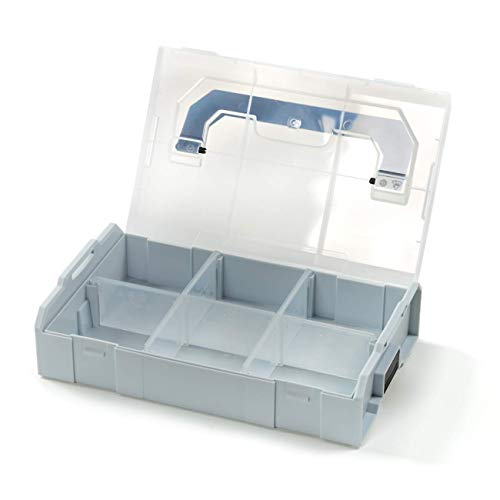 Bosch Sortimo L Boxx Mini | Juego de 6 en Rojo Transparente | Caja de Almacenaje Tornillos con Tapa | Tornillos Clasificación - gris