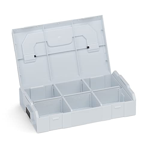 Bosch Sortimo L Boxx Mini | Juego de 6 en Rojo Transparente | Caja de Almacenaje Tornillos con Tapa | Tornillos Clasificación - gris