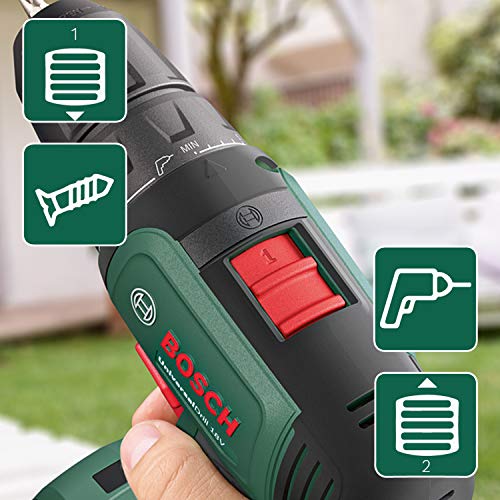 Bosch UniversalDrill - taladro y atornillador a batería, 18V (2 baterías, sistema de 18 V, en maletín)