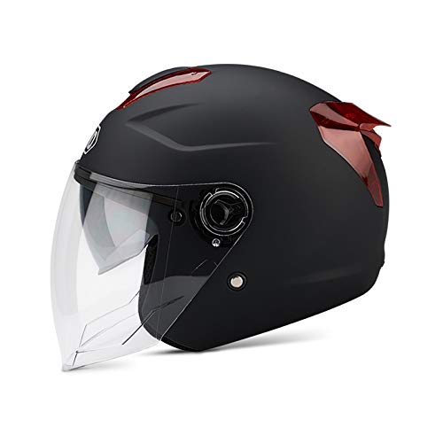 BOSEMAN Casco de Motocicleta con Visera, Adecuado para ciclomotores, Scooters, cruceros, Pase la Prueba de colisión para Cumplir con la Seguridad Vial（Negro Mate）