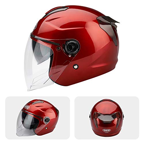 BOSEMAN Casco de Motocicleta con Visera, Adecuado para ciclomotores, Scooters, cruceros, Pase la Prueba de colisión para Cumplir con la Seguridad Vial（Rojo）