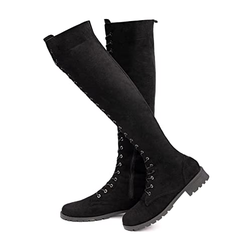 Botas Mujer Altas Botas Rodilla Elasticas Ante Tacon 4 Nero EU 39