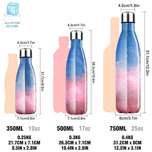 Botella de Agua Acero Inoxidable 350/500/750ml, Cantimplora Termo con Doble Aislamiento para 12 Horas de Bebida Caliente y 24 Horas de Bebida Fría, Sin bpa Botella Reutilizable para Niños Deporte