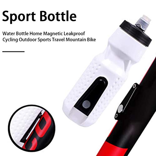 Botella de agua para bicicleta - con soporte magnético, práctico portabidón para bicicleta de carretera y bicicleta de montaña, botella de agua para bicicleta esencial para montar - 710 ml (blanco)