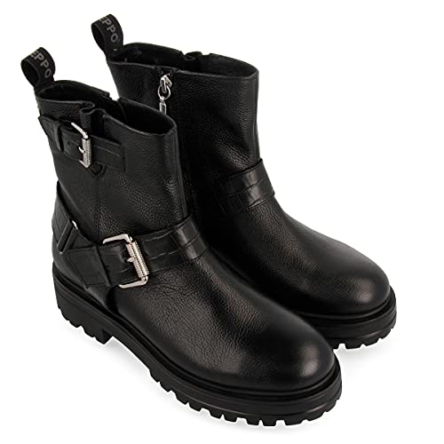 Botines negros de estilo biker con hebillas para mujer ENSCHEDE