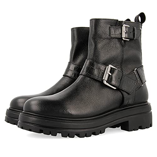 Botines negros de estilo biker con hebillas para mujer ENSCHEDE