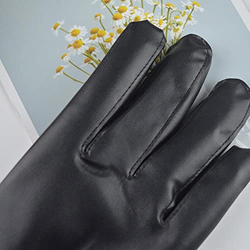 BOWTONG 1 par de Guantes Negros de Invierno para Hombre, Guantes de Invierno para Mantener el Calor, Pantalla táctil, Guantes de conducción a Prueba de Viento, Guantes de Cuero sintético Unisex