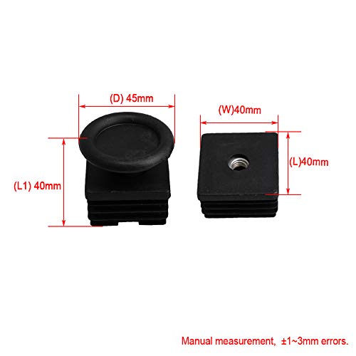 BQLZR - Tapones de rosca M8 de 40 mm x 40 mm de plástico para patas de muebles, tapones de inserción con rosca de ajuste para tubo cuadrado (10 unidades)